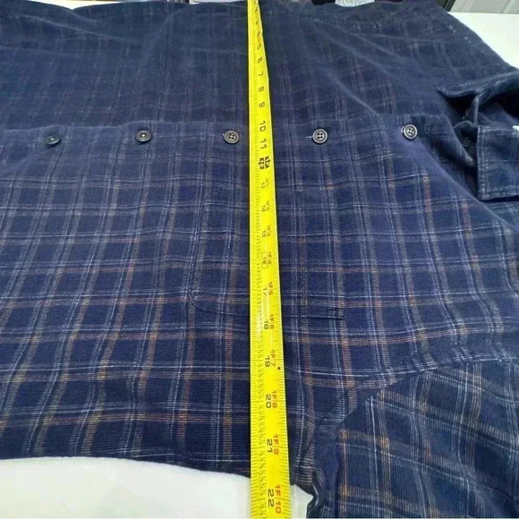 Peter Millar men’s micro corduroy button down shirt blue & tan plaid size M - Picture 6 of 10